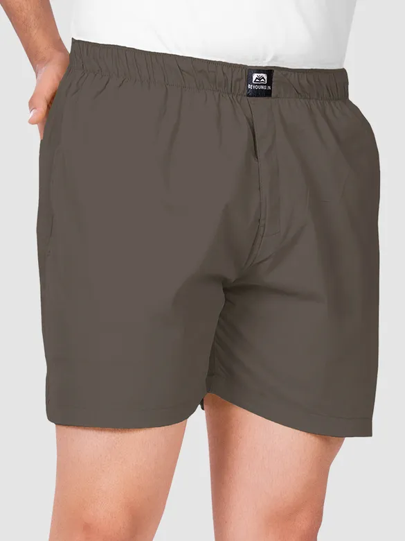Plain Grizzle Gray And Black Mens Boxer Combo - Pack of Two